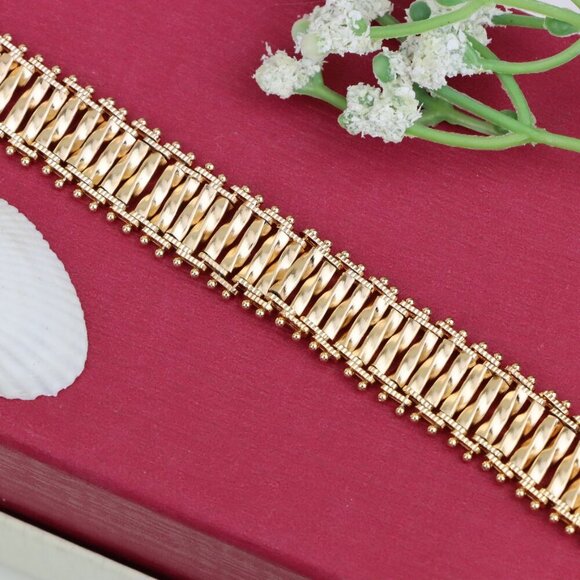 "Elegant Rose Gold Wide Link Bracelet in High Polish Finish, XPBL1121 - Picture 11 of 12